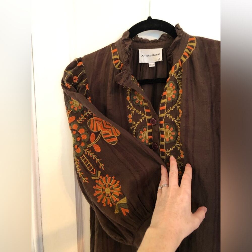 Antik Batik Chocolate Brown Embroidered Cami Mini Dress - Picture 8 of 13